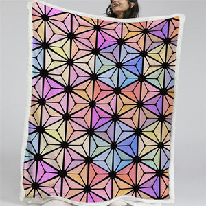 Geometric Colored Glass Sherpa Fleece Blanket
