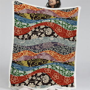 Vintage Flowers Pattern Sherpa Fleece Blanket