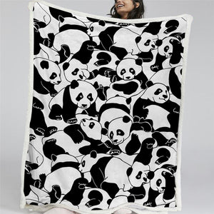 Panda Cute Pattern Sherpa Fleece Blanket