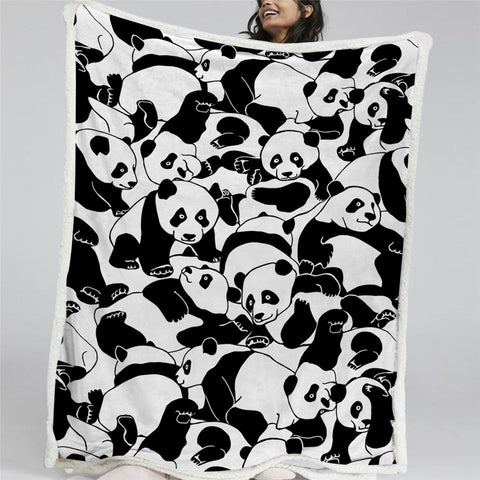 Image of Panda Cute Pattern Sherpa Fleece Blanket