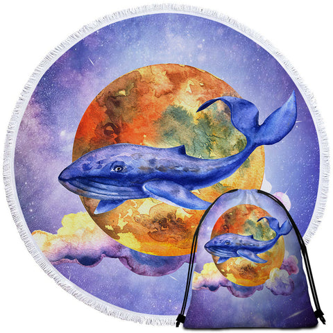 Image of Moon Whale Round Beach Towel Set