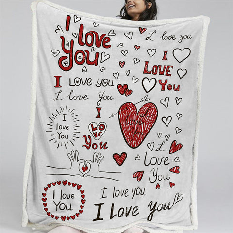 Image of I Love You Icons Sherpa Fleece Blanket