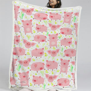 Kid Pig Themed Sherpa Fleece Blanket