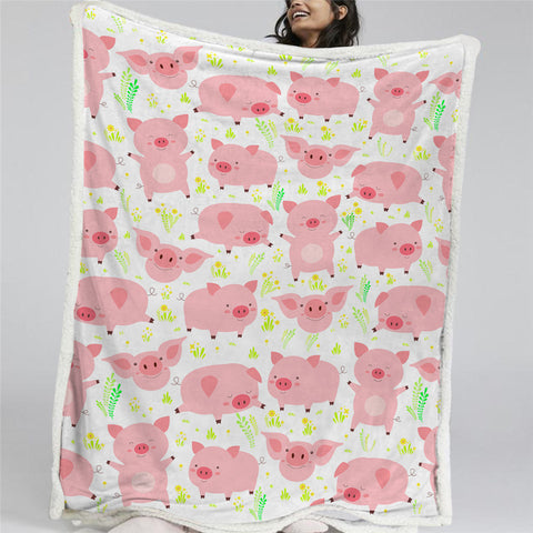 Image of Kid Pig Themed Sherpa Fleece Blanket