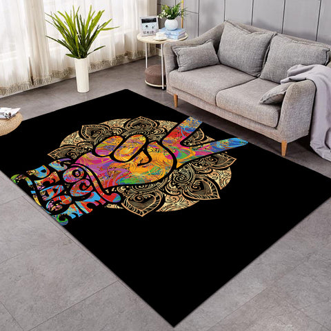 Image of Love Peace Handsign SW0464 Rug