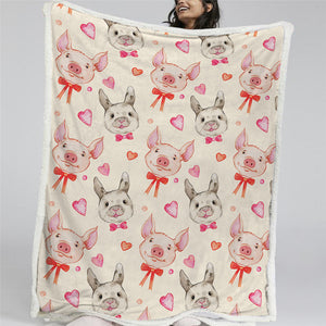 Cartoon Pig Themed Sherpa Fleece Blanket