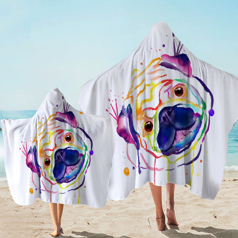 Image of Colordrip Pug Hooded Towel