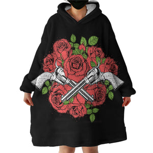 Roses & Guns SWLF1632 Hoodie Wearable Blanket