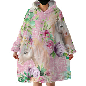 Floral Unicorn SWLF0010 Hoodie Wearable Blanket