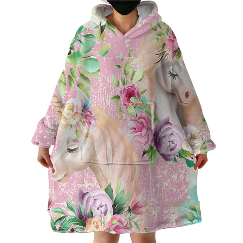 Image of Floral Unicorn SWLF0010 Hoodie Wearable Blanket