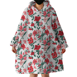 Red Flowers SWLF2243 Hoodie Wearable Blanket