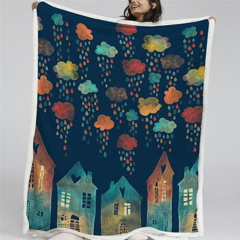 Image of Rainy Day Sherpa Fleece Blanket - Beddingify