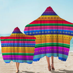 Dotted Colorful Lines Hooded Towel