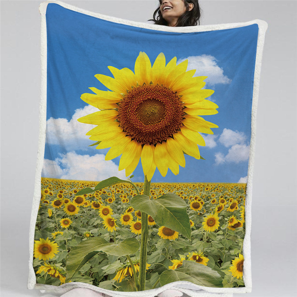 3D Sunflower Sherpa Fleece Blanket