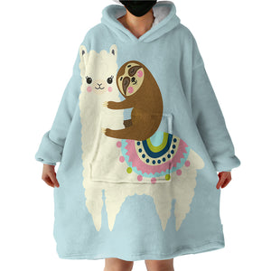 Llama Sloth SWLF1662 Hoodie Wearable Blanket