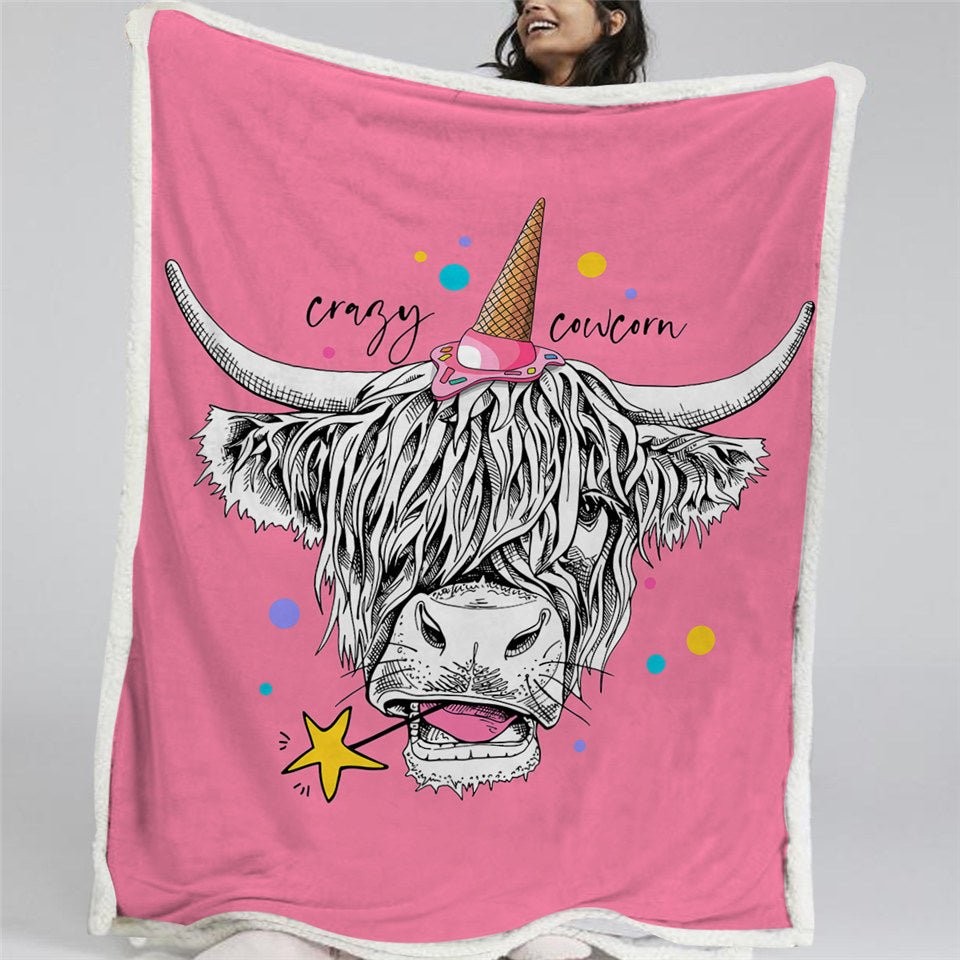 Cowcorn Sherpa Fleece Blanket