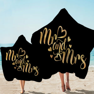 Glided Mr & Mrs Black Hooded Towel