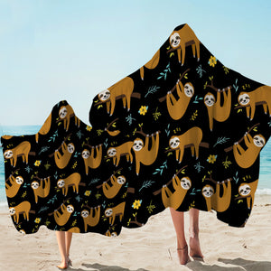 Hanging Sloths Hooded Towel