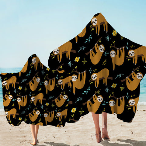 Image of Hanging Sloths Hooded Towel