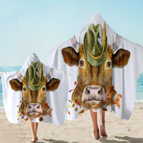 Image of Cow Mugshot Hooded Towel