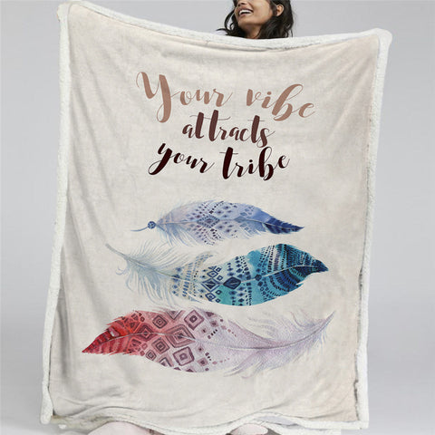 Image of Your Vibe Attracts Your Tribe Sherpa Fleece Blanket