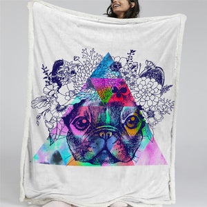 Bulldog Face Sherpa Fleece Blanket