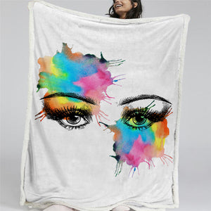 Colorful Eyes Sherpa Fleece Blanket