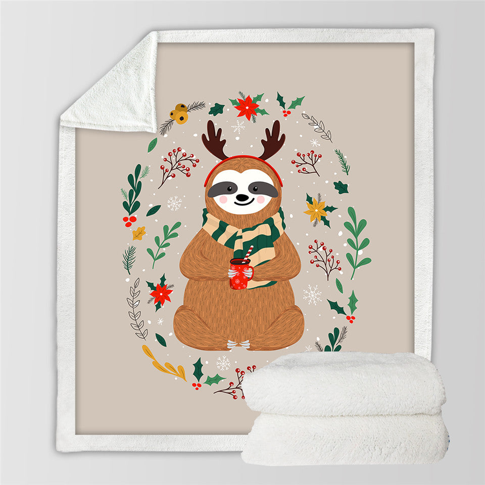 Cute Sloth Sherpa Fleece Blanket