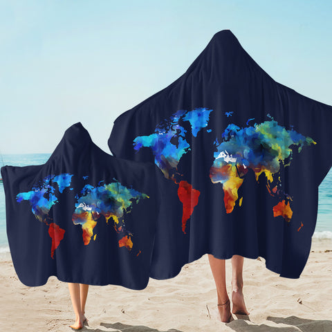 Image of World Map SW1907 Hooded Towel