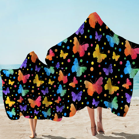 Image of A Colorful Flight Of Butterflies Hooded Towel