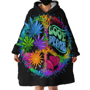 Love & Peace Sign SWLF0304 Hoodie Wearable Blanket