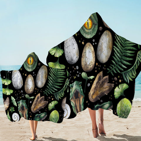 Image of Dino Themed Black Hooded Towel