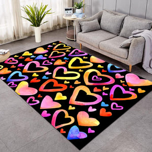 Heart Patterns Black SW1379 Rug