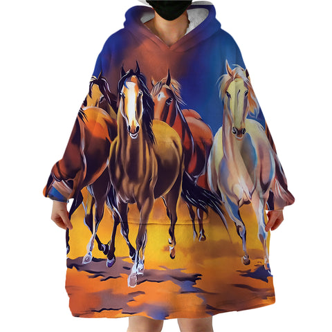 Image of Horse Race SWLF0758 Hoodie Wearable Blanket