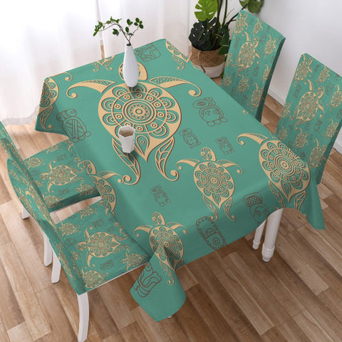 Image of Turtles in Turquoise Tablecloth - Beddingify