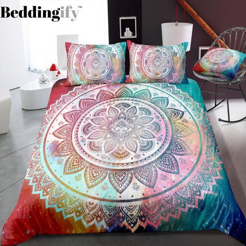 Image of Mutilcolor Mandala Pattern Bedding Set - Beddingify