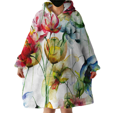 Image of Flower Paintings SWLF2234 Hoodie Wearable Blanket