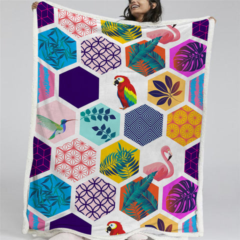 Image of Tropical Icons Sherpa Fleece Blanket - Beddingify
