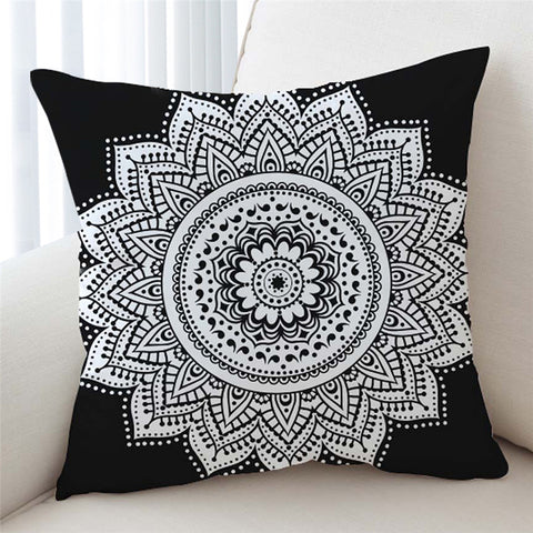 Image of Mandala Wheel Black Cushion Cover - Beddingify