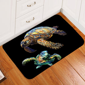 Sea Turtles Black Door Mat