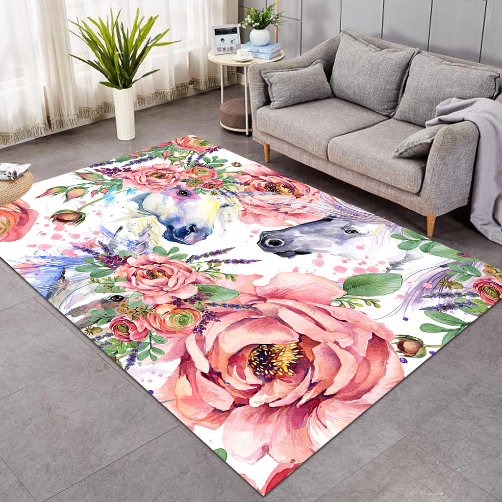 Horse Couple Floral SW1645 Rug