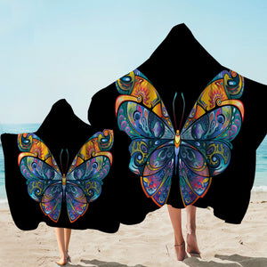Gorgeous Butterfly Black Hooded Towel