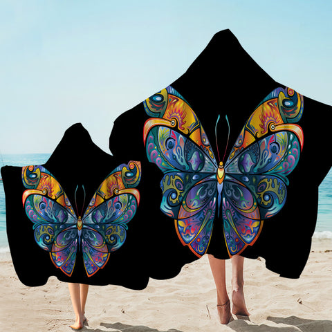 Image of Gorgeous Butterfly Black Hooded Towel