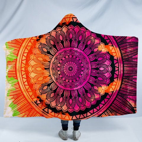 Image of Sunflower Mandala SW0846 Hooded Blanket