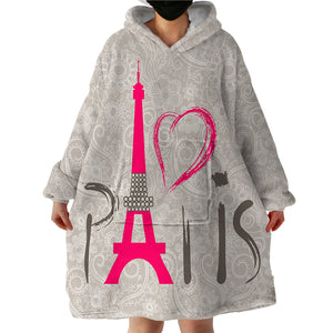 I Love Paris SWLF0446 Hoodie Wearable Blanket