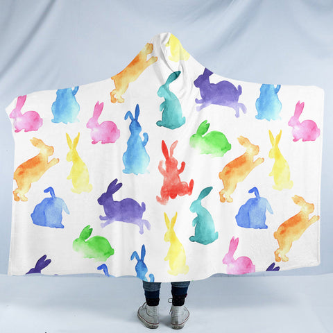 Image of Colorful Bunnies SW1535 Hooded Blanket