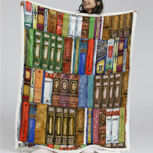 Books Pattern Sherpa Fleece Blanket - Beddingify