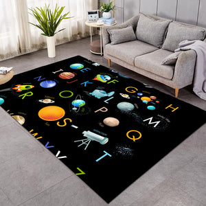 Space Alphabet Black SW0509 Rug