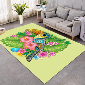 Stylized Toucan Light Green SW0310 Rug