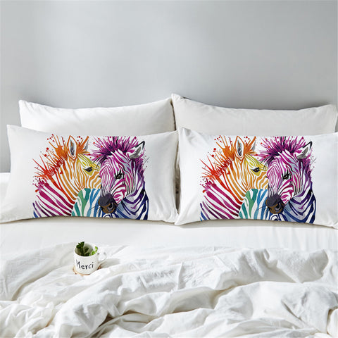 Image of Multicolor Zebras Pillowcase